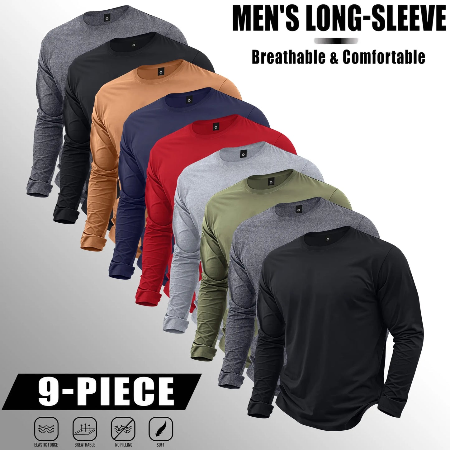 🔥Men’s Lightweight 7-Piece Long-Sleeve T-Shirt Set for Spring & Autumn