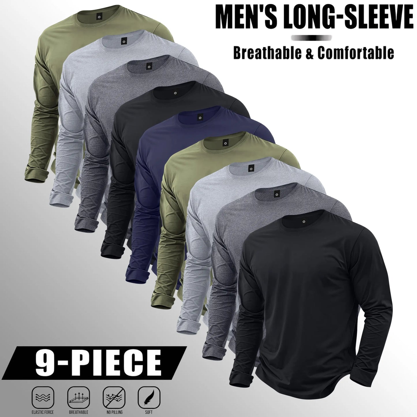 🔥Men’s Lightweight 7-Piece Long-Sleeve T-Shirt Set for Spring & Autumn