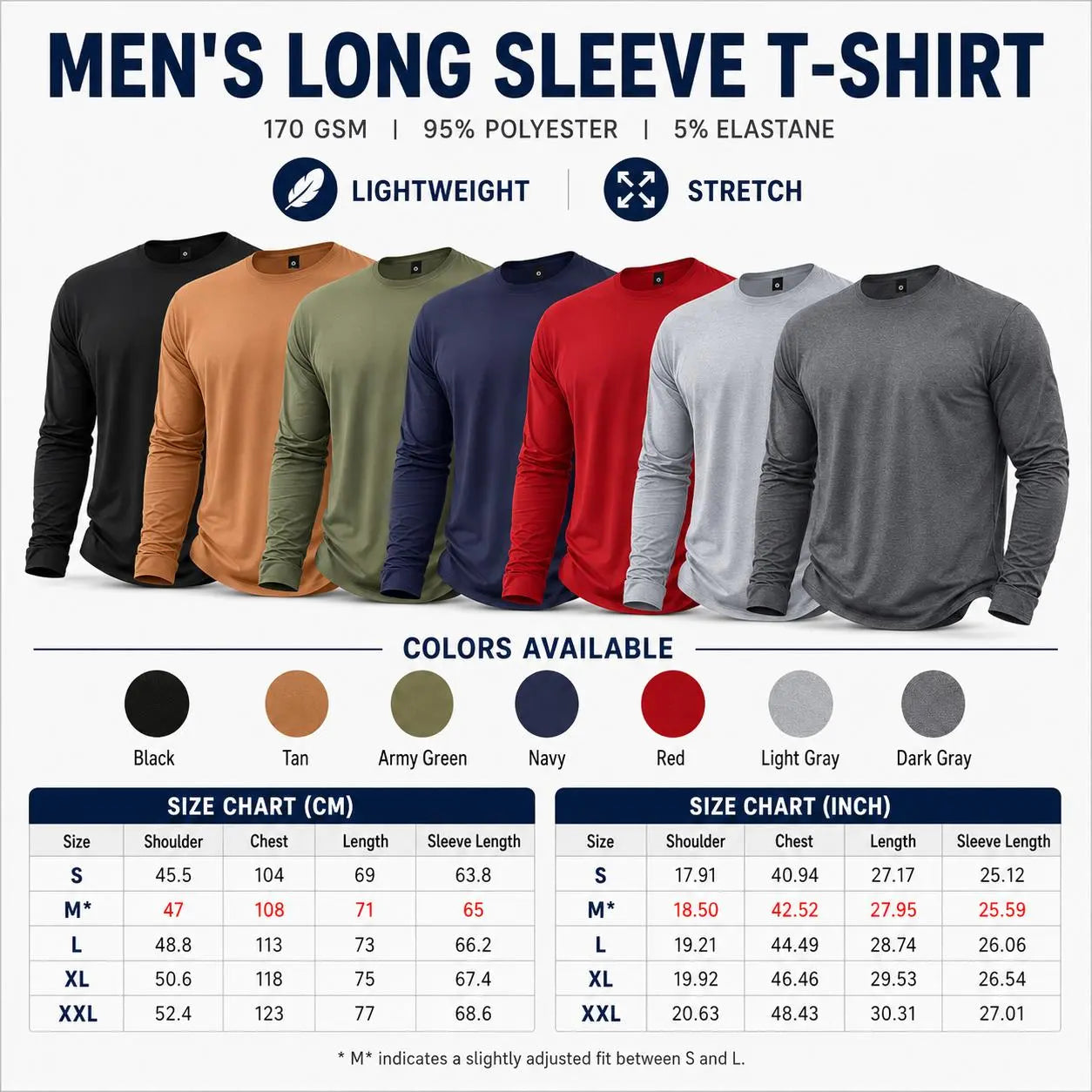 🔥Men’s Lightweight 7-Piece Long-Sleeve T-Shirt Set for Spring & Autumn