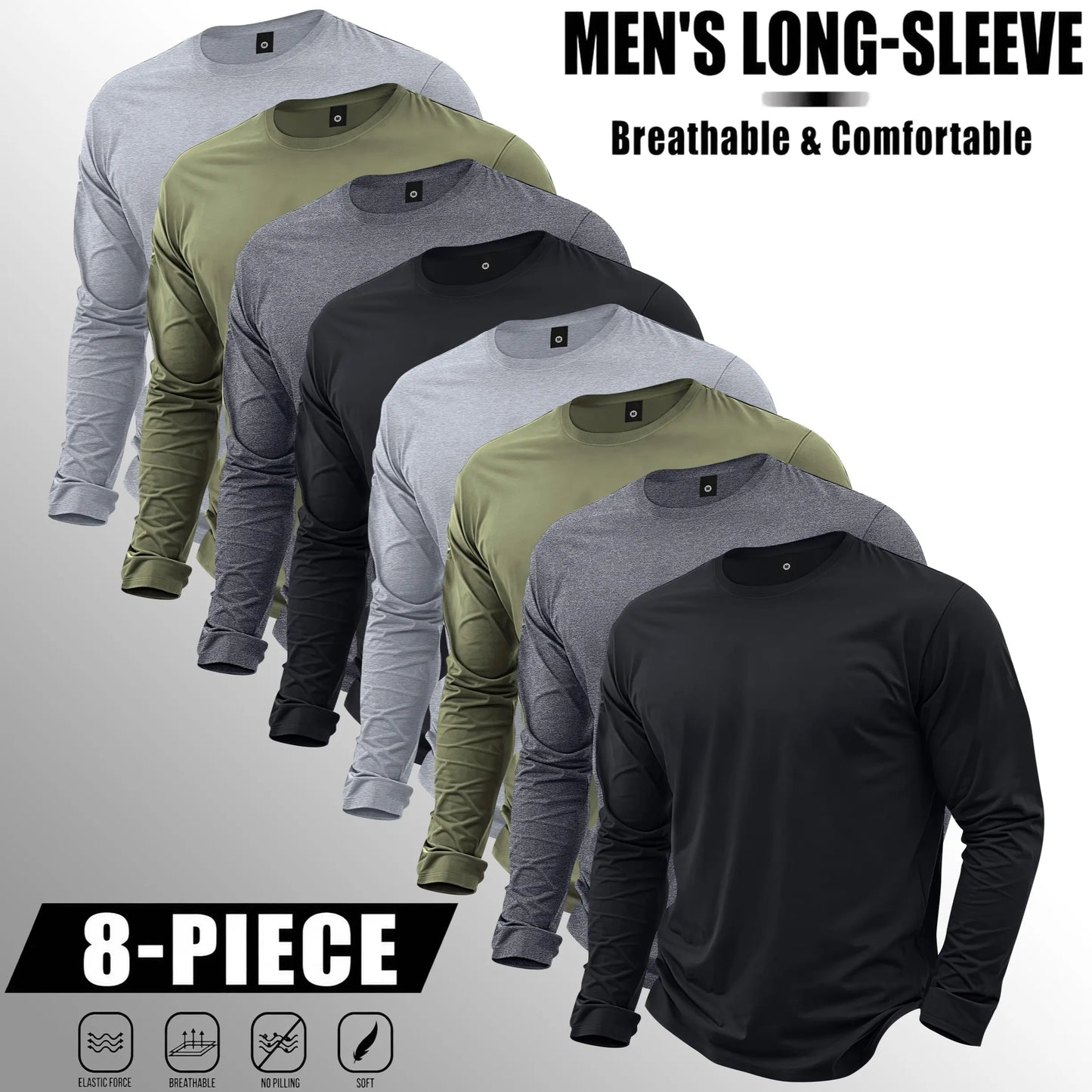 🔥Men’s Lightweight 7-Piece Long-Sleeve T-Shirt Set for Spring & Autumn