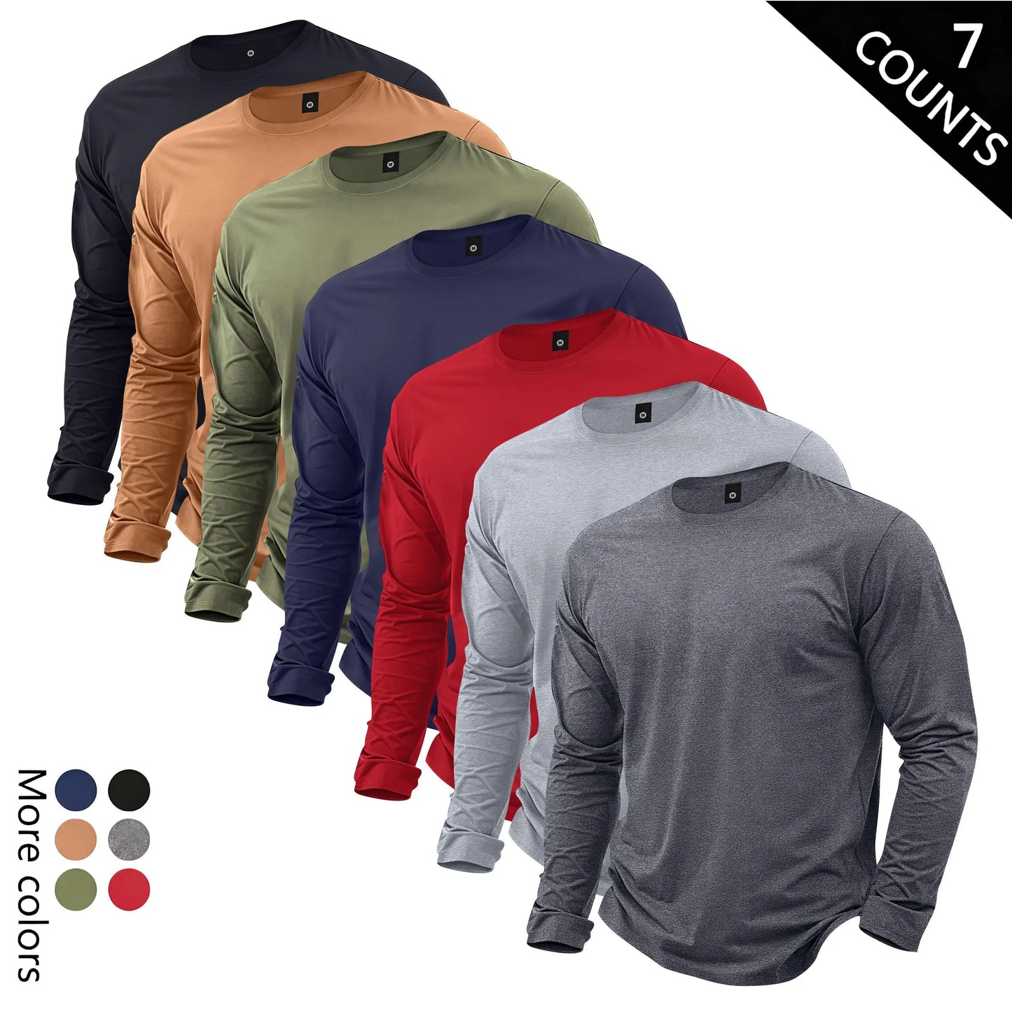 🔥Men’s Lightweight 7-Piece Long-Sleeve T-Shirt Set for Spring & Autumn