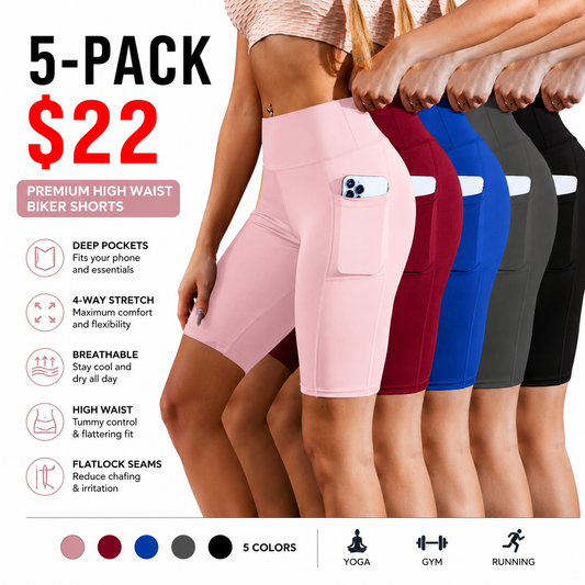 Women's Shorts (with Pockets) — Suitable for Yoga, Fitness, and Running