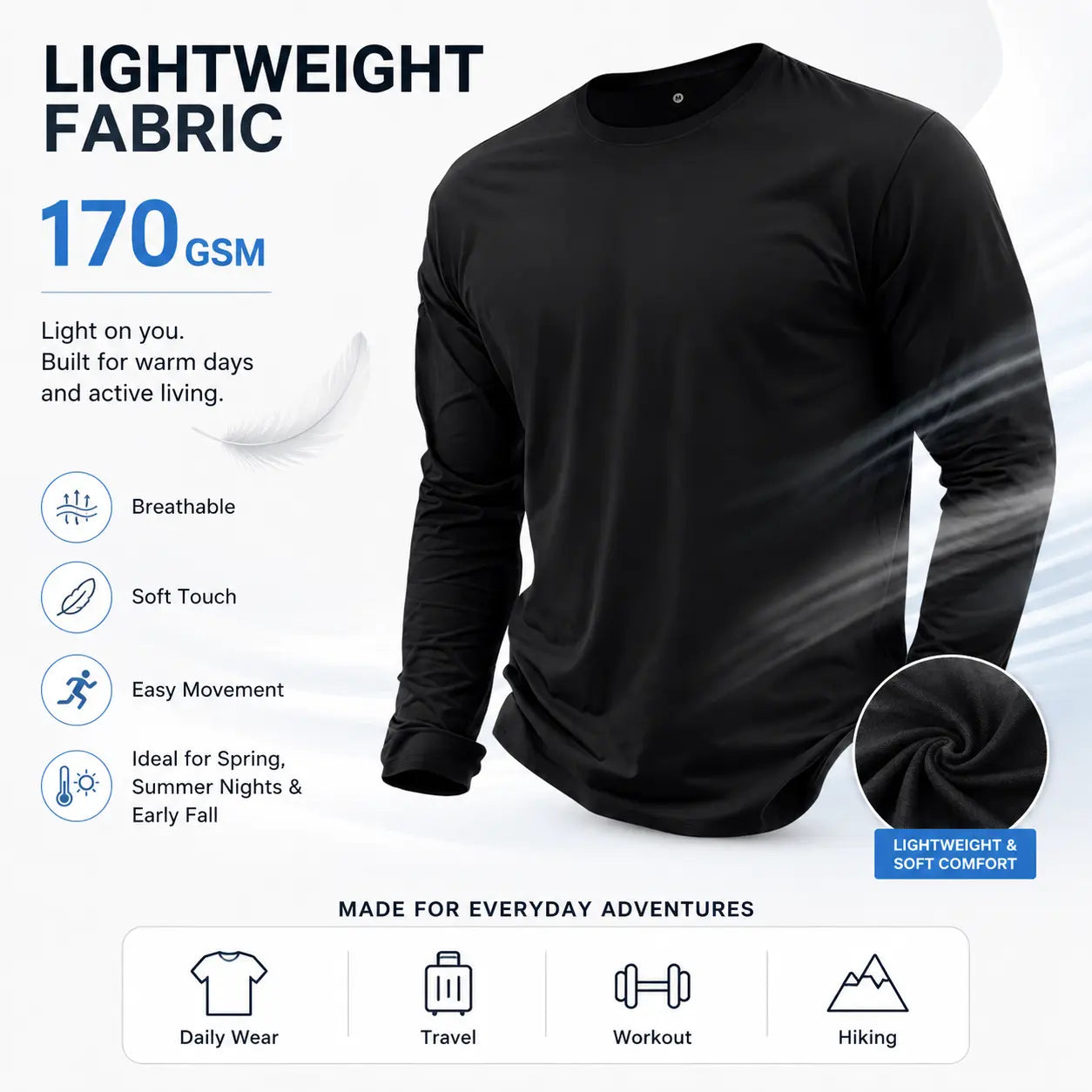 🔥Men’s Lightweight 7-Piece Long-Sleeve T-Shirt Set for Spring & Autumn