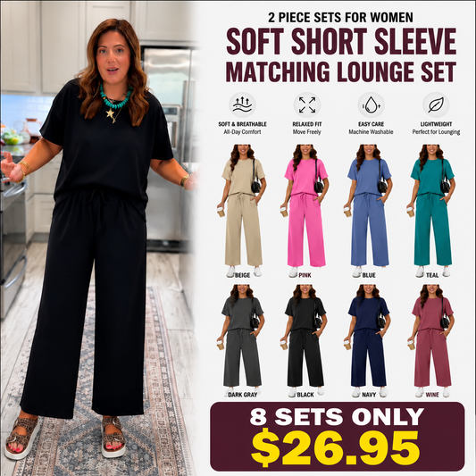 Women's Soft Short-Sleeve Loungewear Set